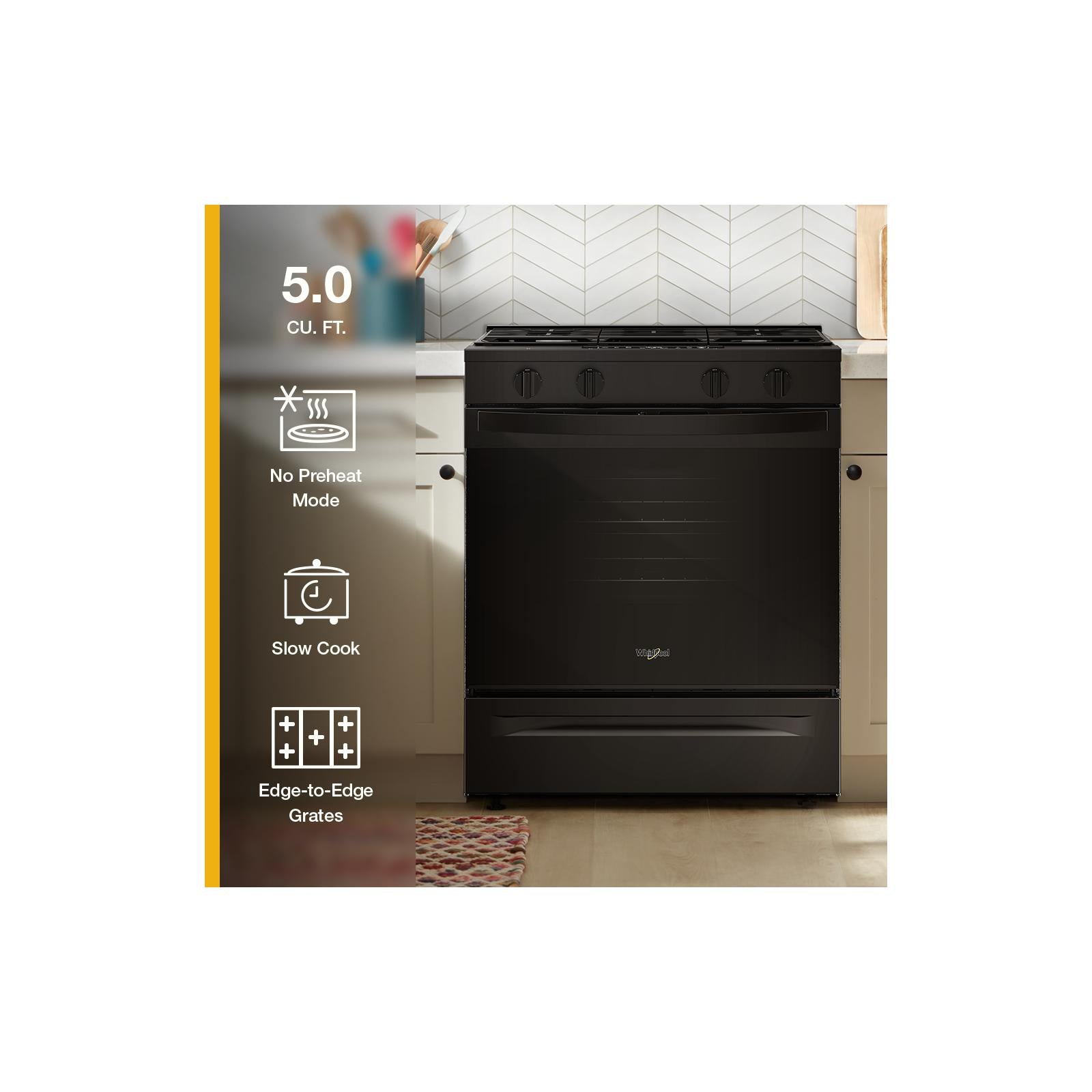 Whirlpool Black Slide-In Smart Gas Range (5.0 Cu. Ft.) - WSGS3330TB--