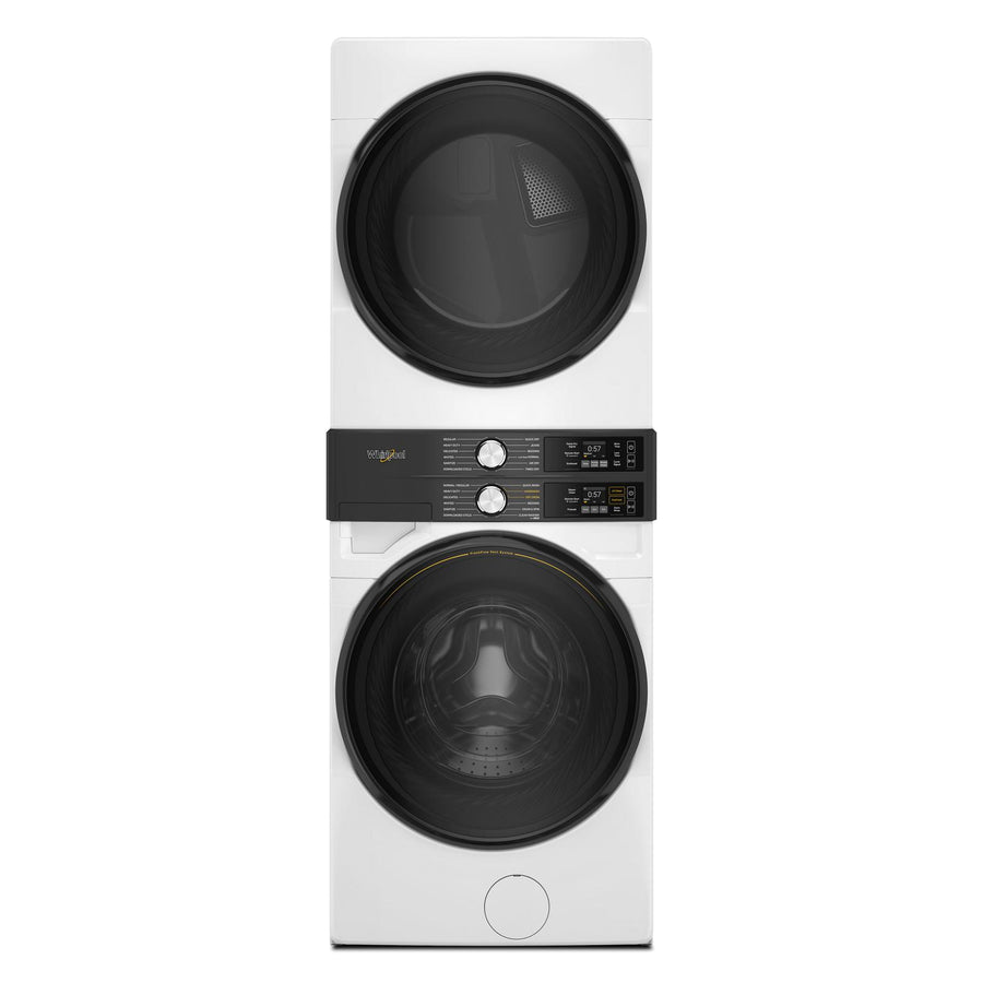 Whirlpool White Front Load Laundry Tower with FreshFlowTM Vent System and UV Clean Technology (5.2 cu. ft. Washer & 7.4 cu. ft. Electric Dryer) - YWEF5727TW