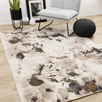 Autumn Drift 5'3" x 7'7" Distressed Foliage Area Rug - Light Brown, Beige