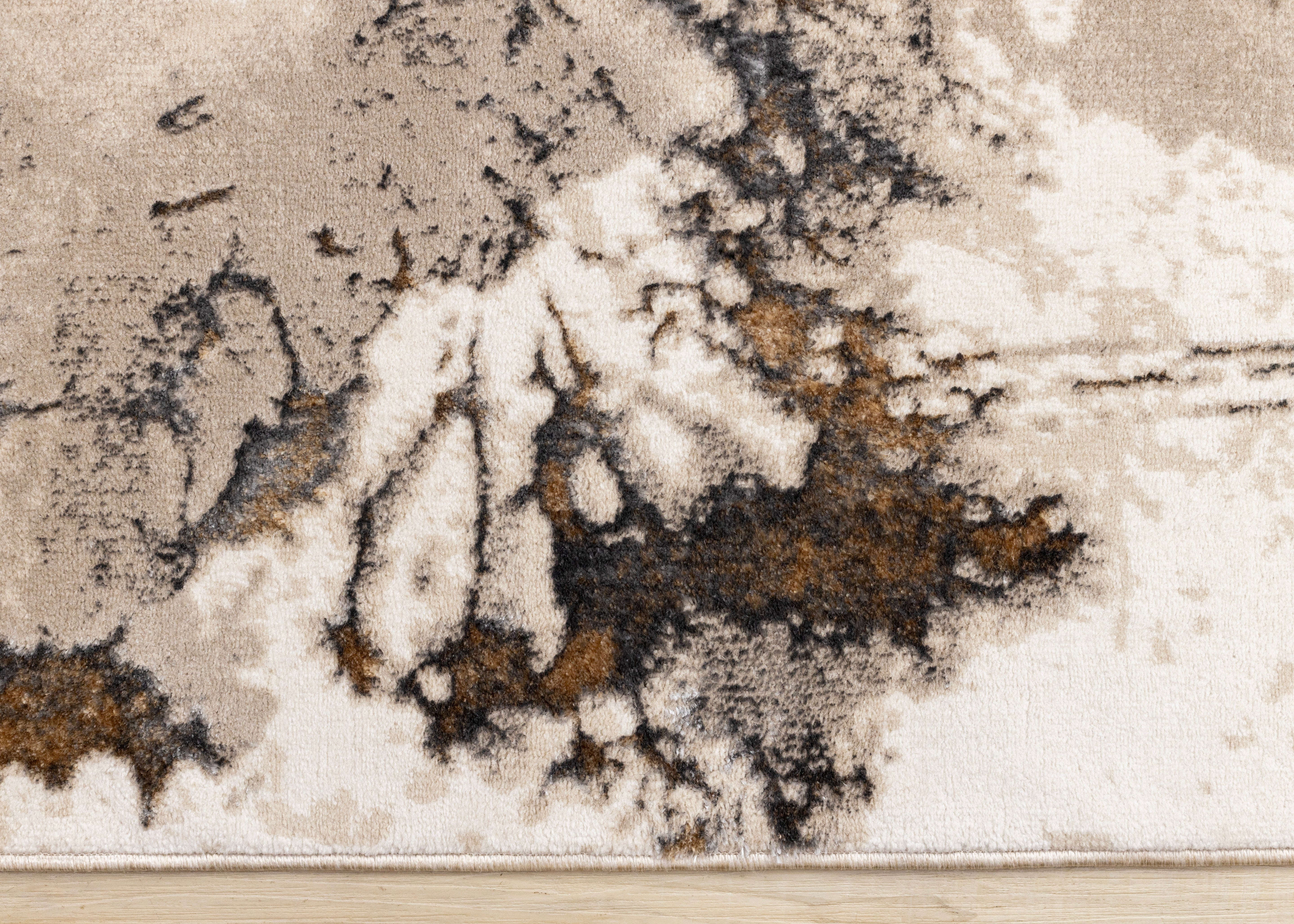 Autumn Drift 7'10" x 10'6" Distressed Foliage Area Rug - Light Brown, Beige