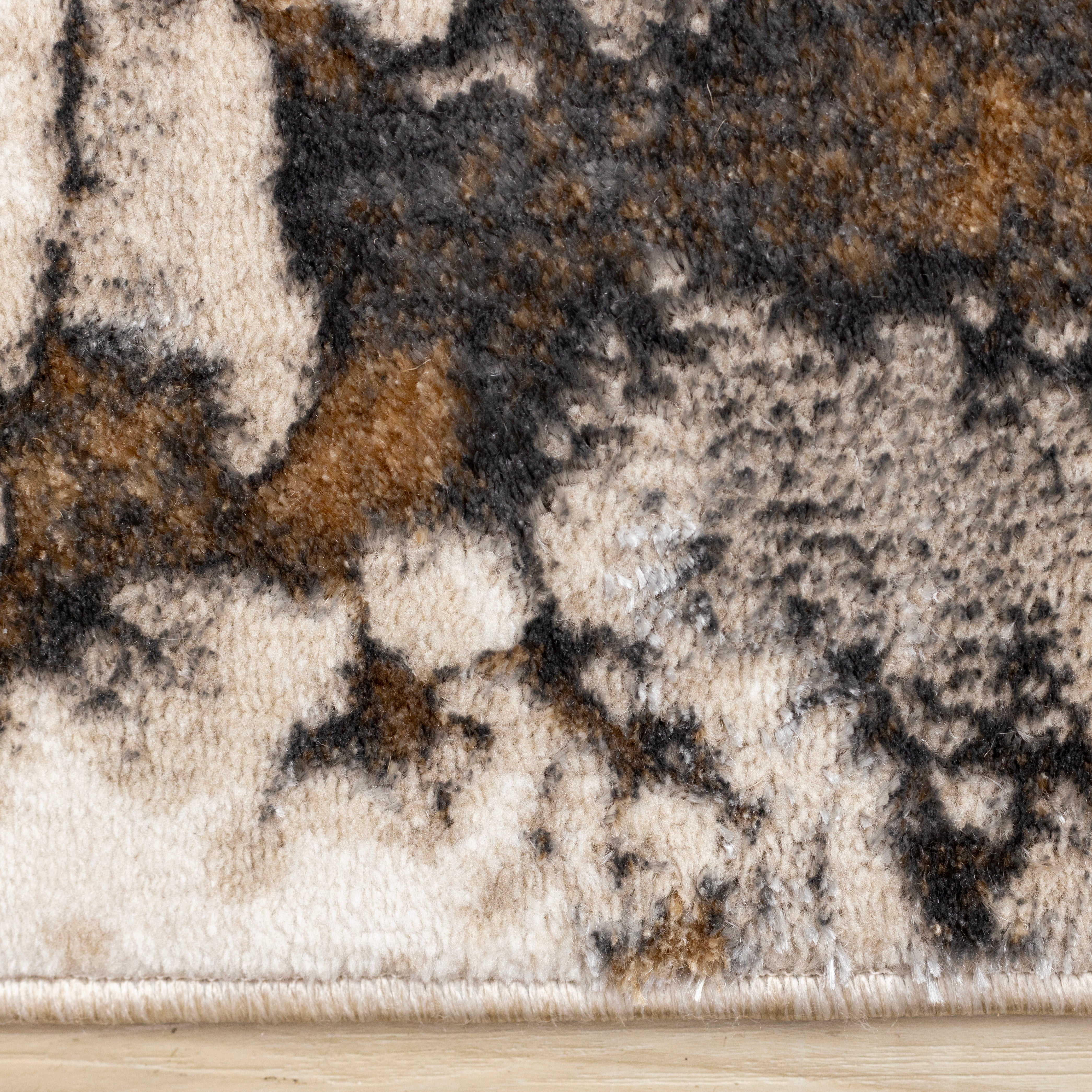 Autumn Drift 6'7" x 9'6" Distressed Foliage Area Rug - Light Brown, Beige