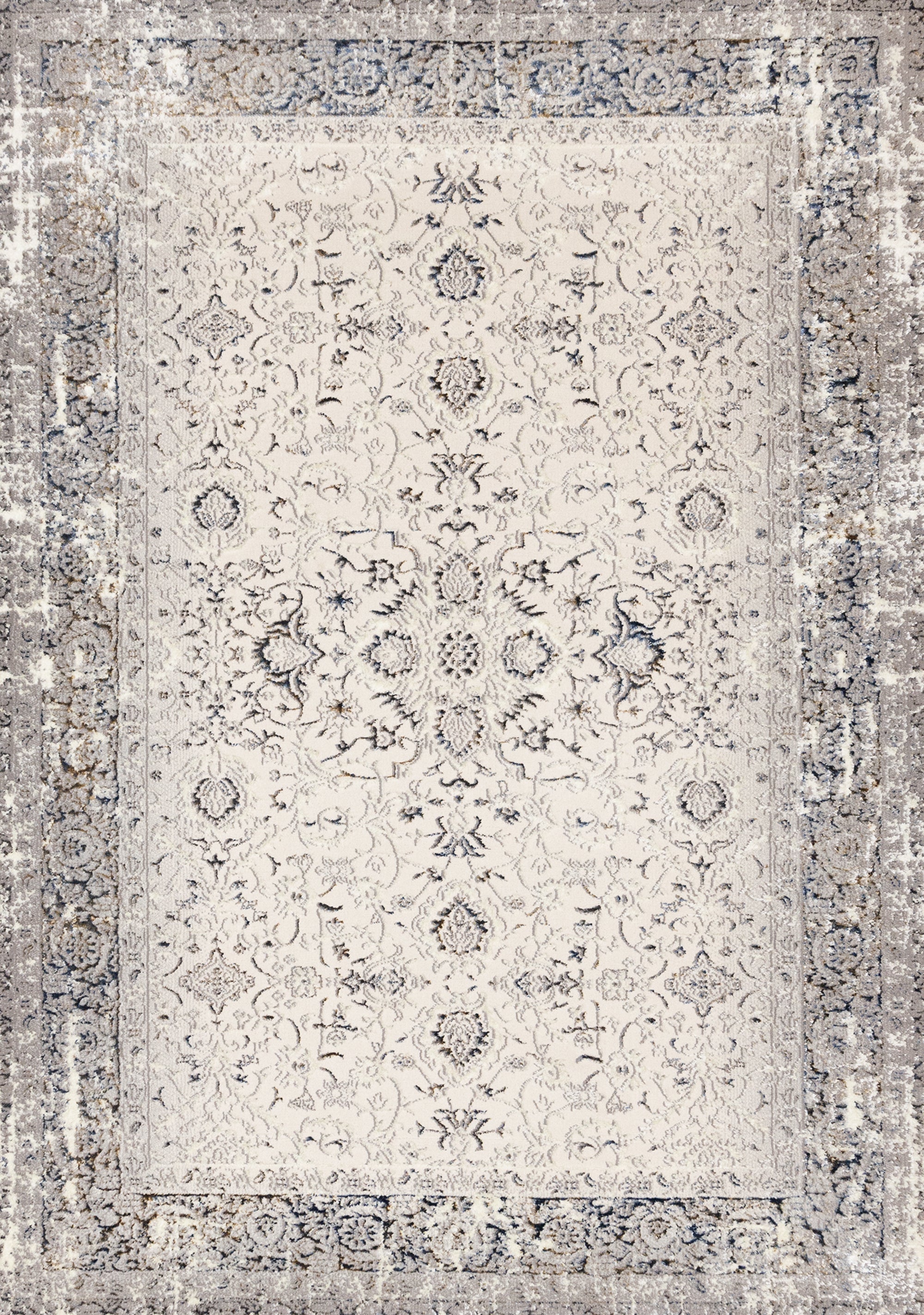 Chateau Charm 6'7" x 9'6" Elegant Classic Area Rug - Grey, Beige