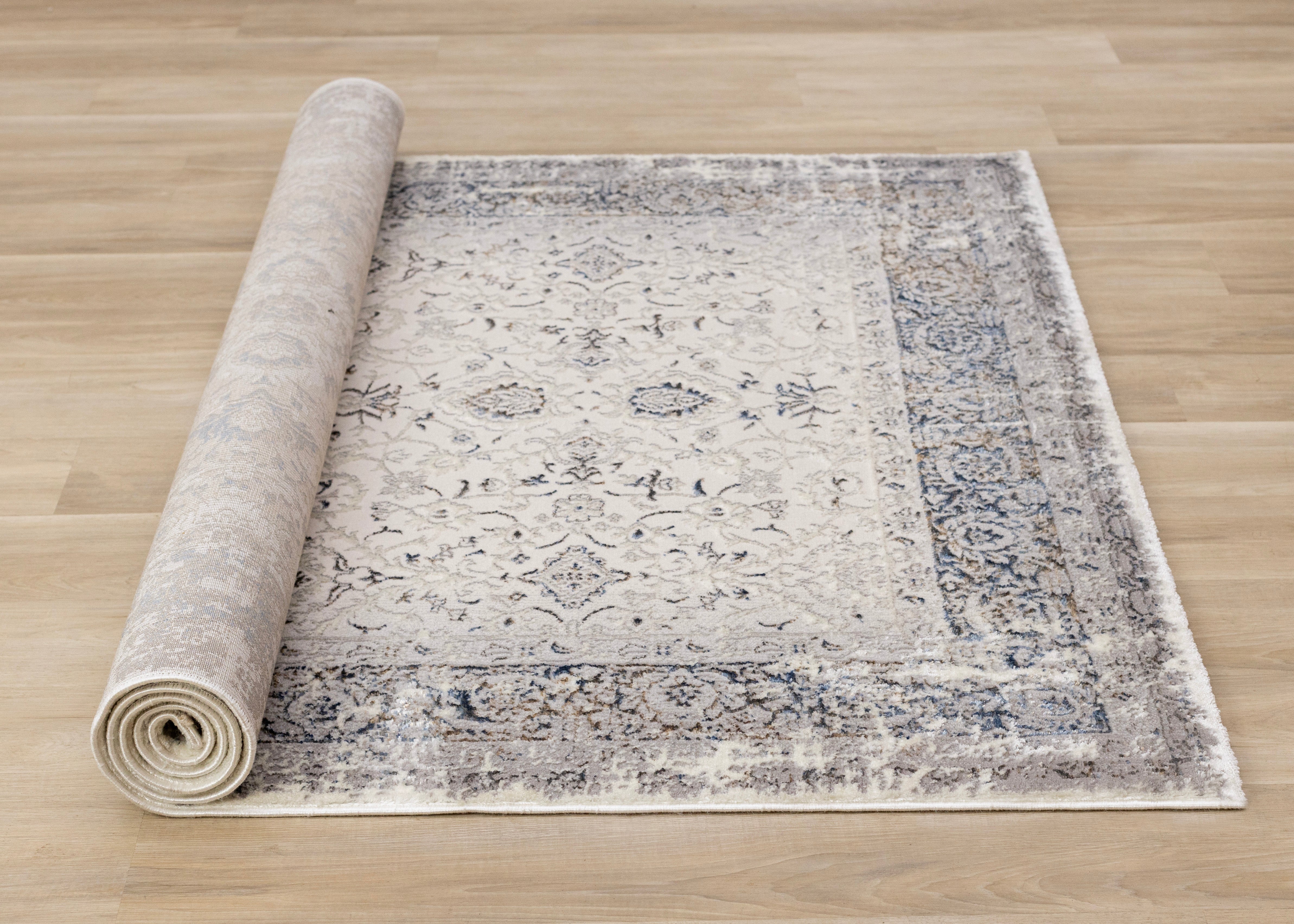 Chateau Charm 6'7" x 9'6" Elegant Classic Area Rug - Grey, Beige