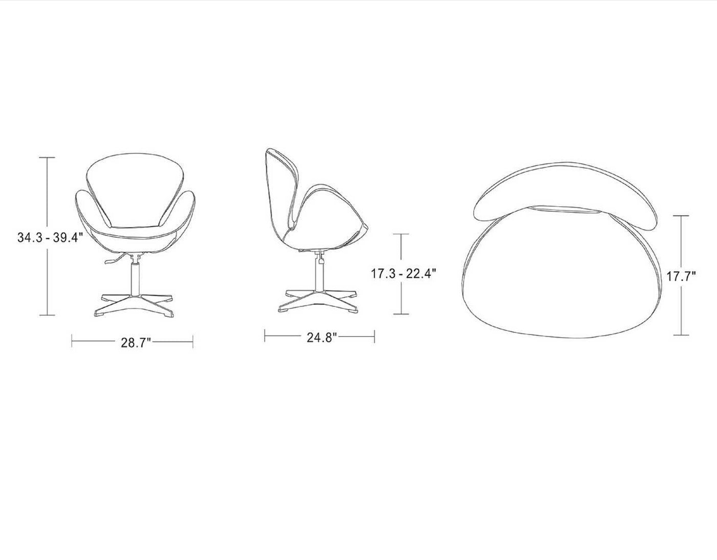 Nagqu Adjustable Height Swivel Accent Chair - Orange