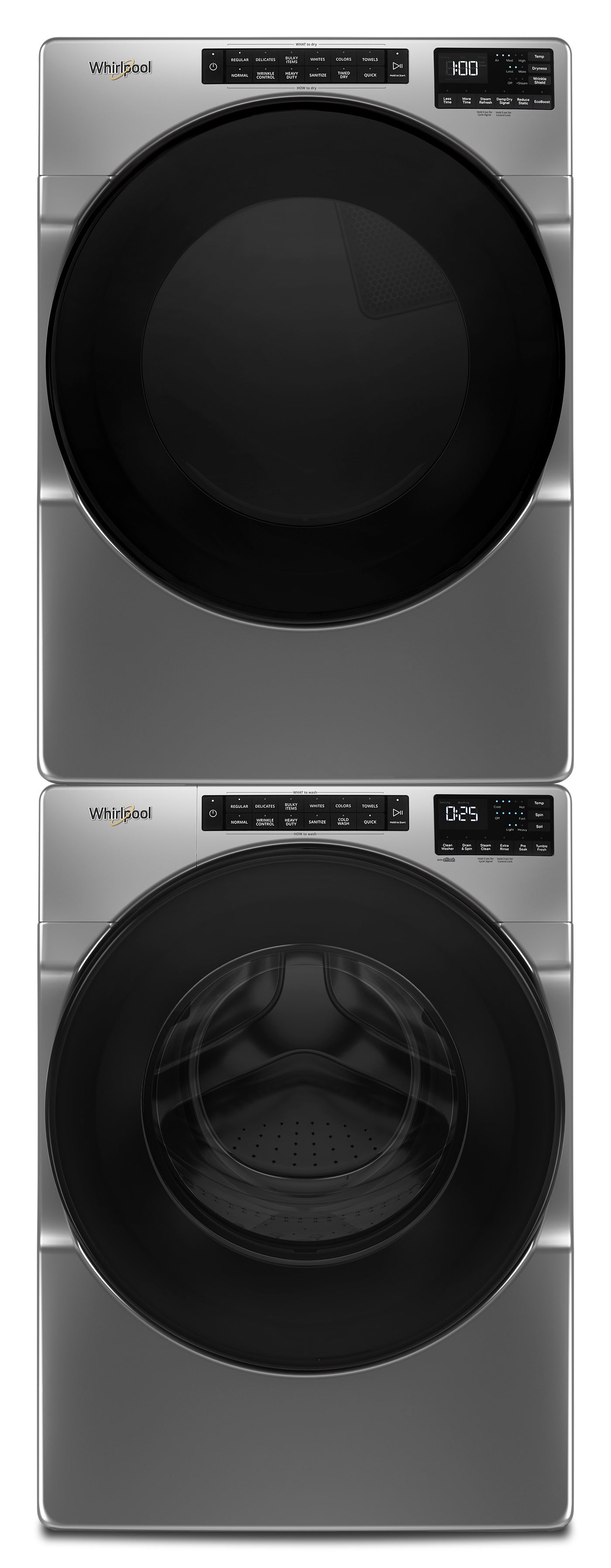 Whirlpool Chrome Shadow Front-Load Washer (5.8 cu. ft.) & Electric Dryer (7.4 cu. ft.) - WFW6605MC/YWED6605MC