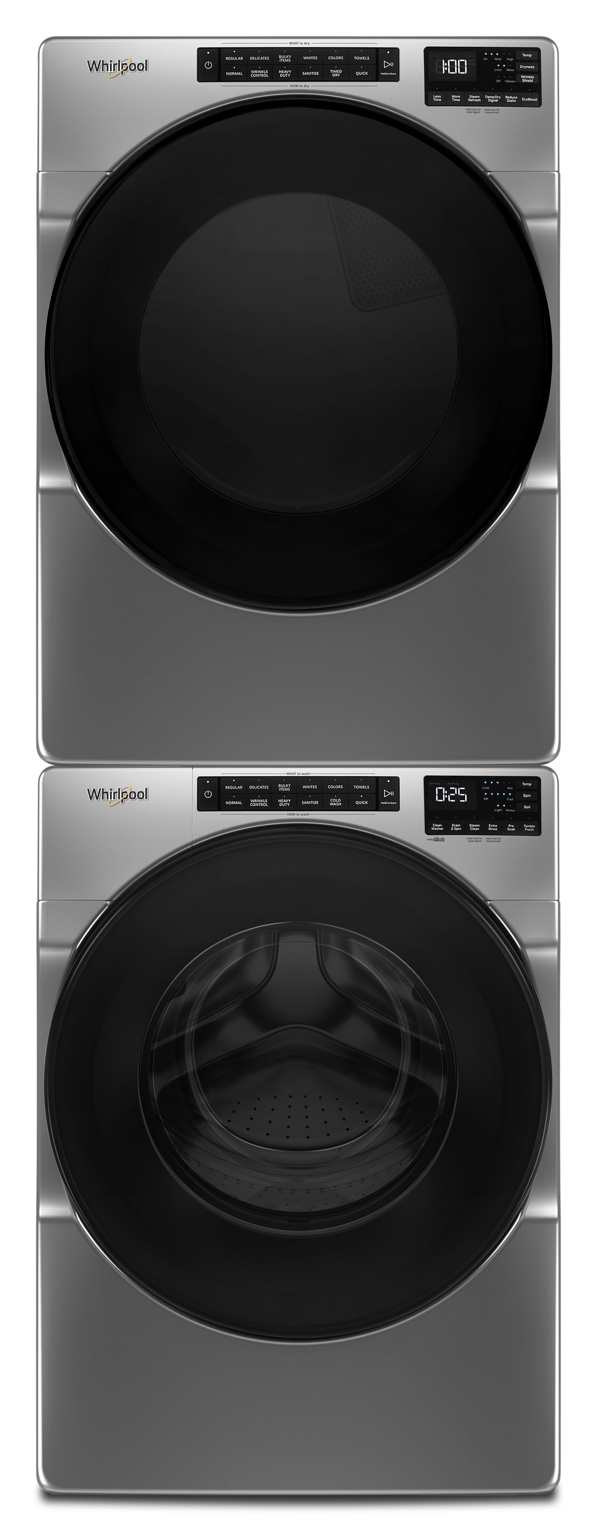Whirlpool Chrome Shadow FrontLoad Washer (5.8 cu. ft.) & Gas Dryer (7.