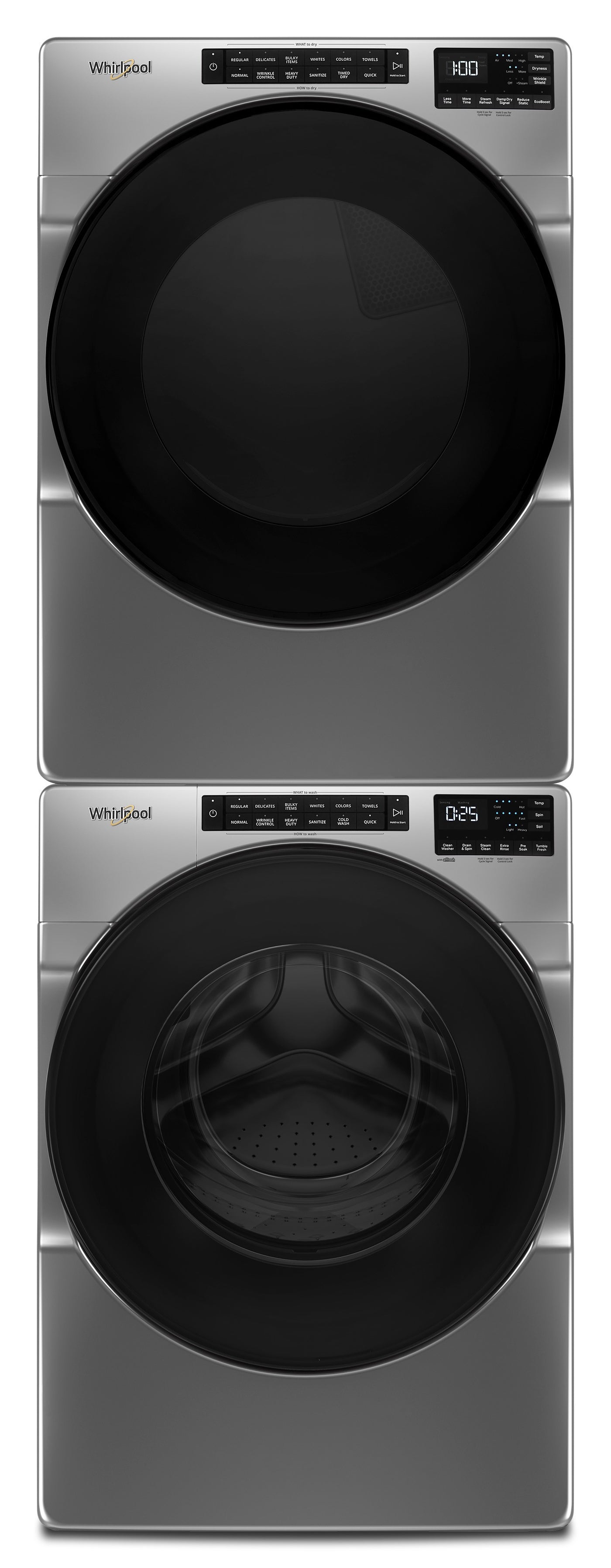 Whirlpool Chrome Shadow FrontLoad Washer (5.8 cu. ft.) & Gas Dryer (7.