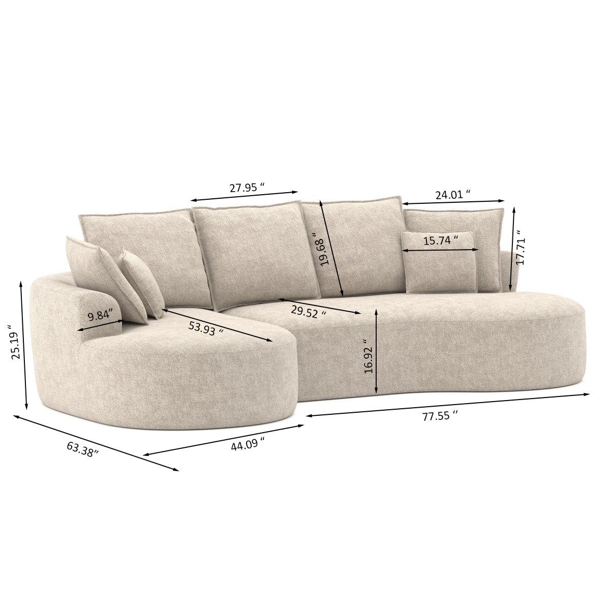 Ibiza All Foam Sectional - Beige