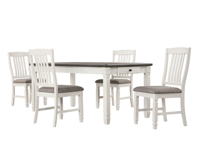 Vespera 5-Piece Dining Set - Brownish Grey, White