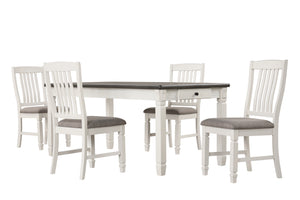 Vespera 5-Piece Dining Set - Brownish Grey, White