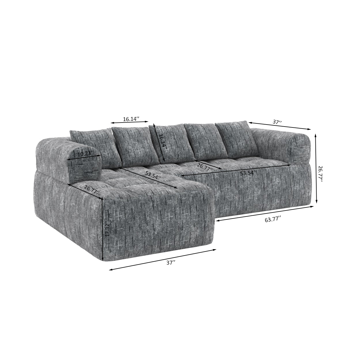 Maya All Foam Sectional - Grey