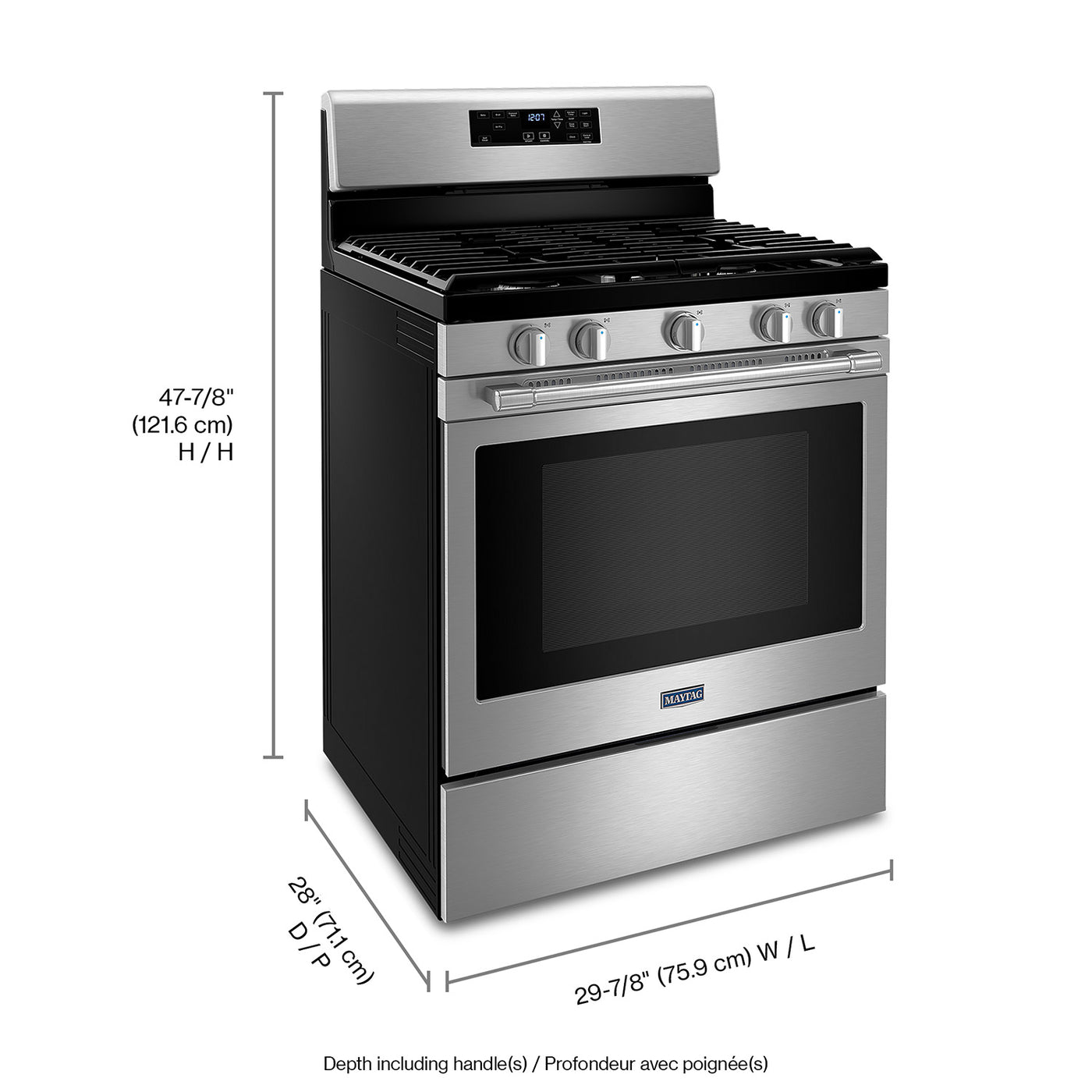 Maytag SmudgeProof Stainless Steel 30" Gas Range with AirFry (5 Cu.Ft
