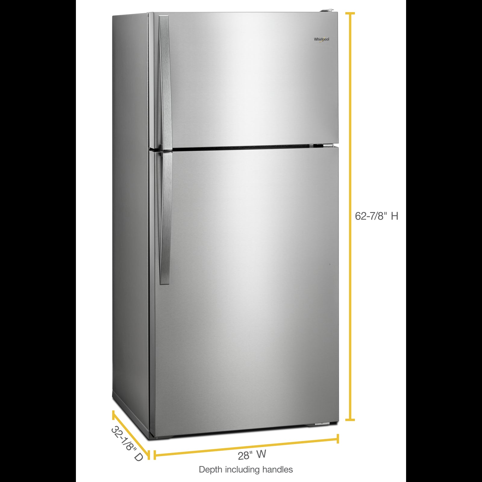 Whirlpool 28" 14 Cu. Ft. Monochromatic Stainless Steel Top-Freezer Refrigerator - WRT134TFDM