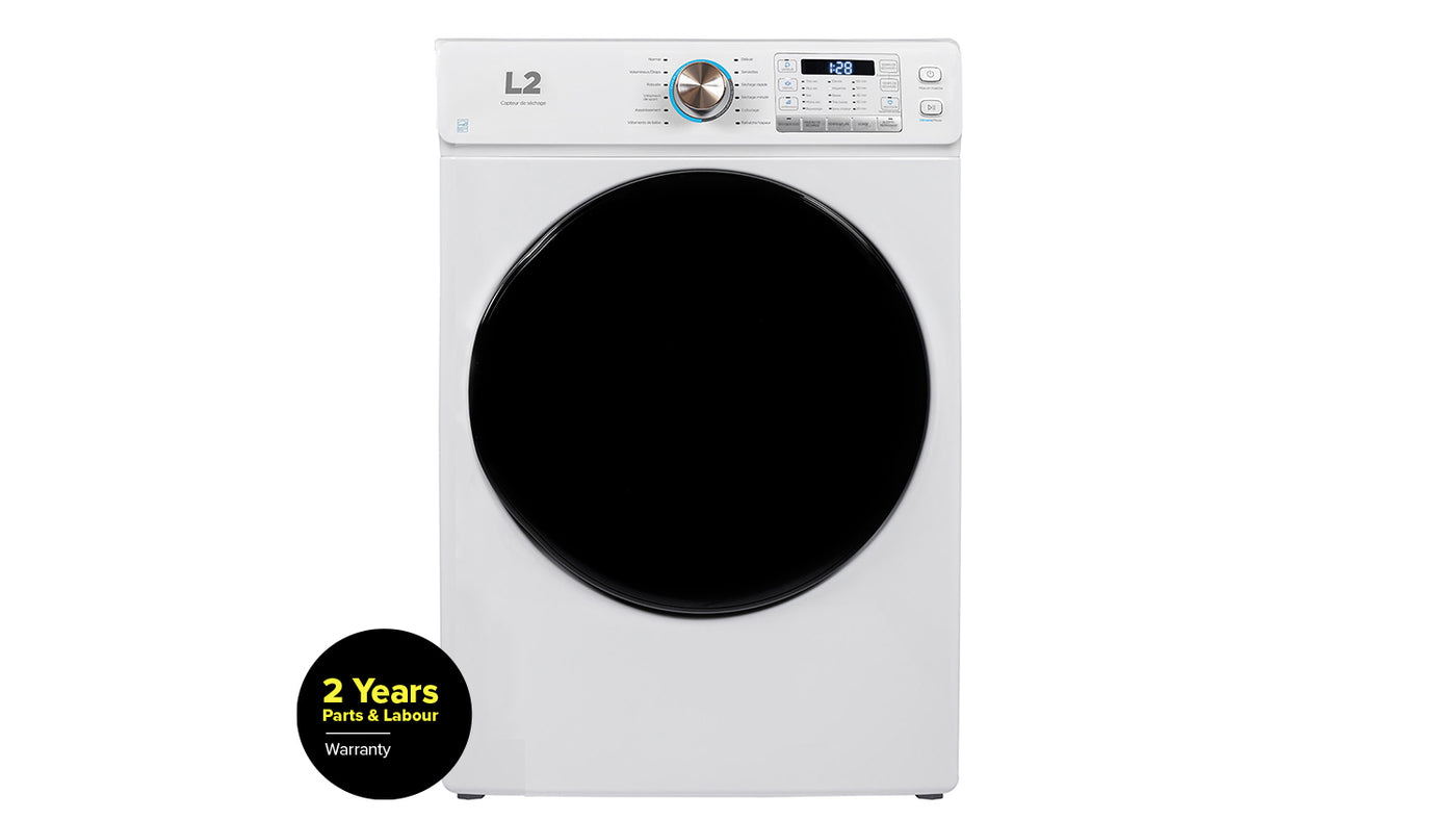 L2 White Electric Dryer with French Display (8.0 Cu. Ft) - LE52N3AWWFR--