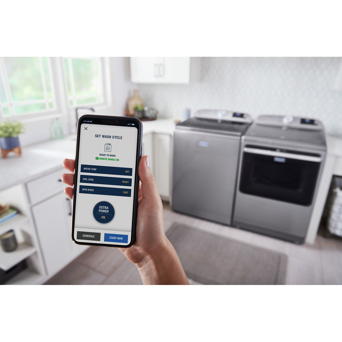 Maytag Metallic Slate Smart TopLoad Washer (6.0 cu. ft.) & Smart Gas