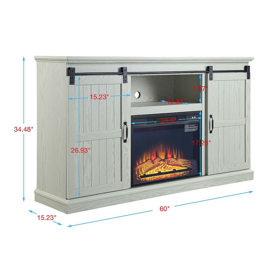 Bunessan 60 Fireplace TV Stand - Cream Oak | Leon's