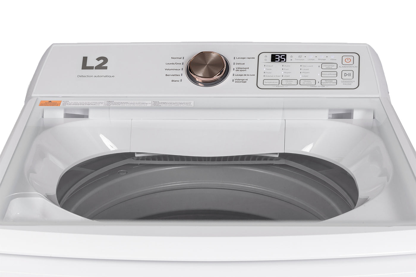 L2 White Top Load Washer With French Display (4.3 Cu. Ft) - LT43A3AWWFR