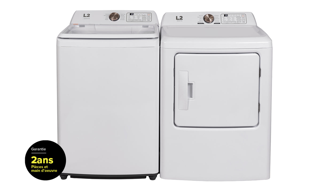 L2 White Top Load Washer (4.3 Cu. Ft) & White Electric Dryer (6.7 Cu. Ft) - LT43A3AWW/LE43A3AWW