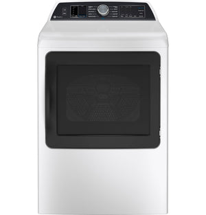 GE Profile White Electric Dryer with Sanitize Cycle (7.4 Cu. Ft) - PTD70EBMTWS