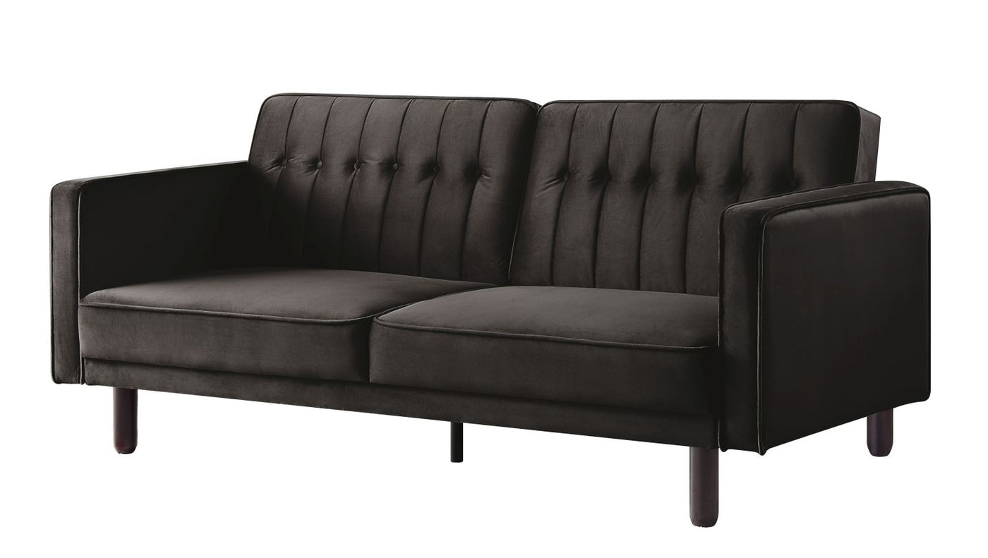 Bamble Adjustable Velvet Sofa Bed - Dark Brown