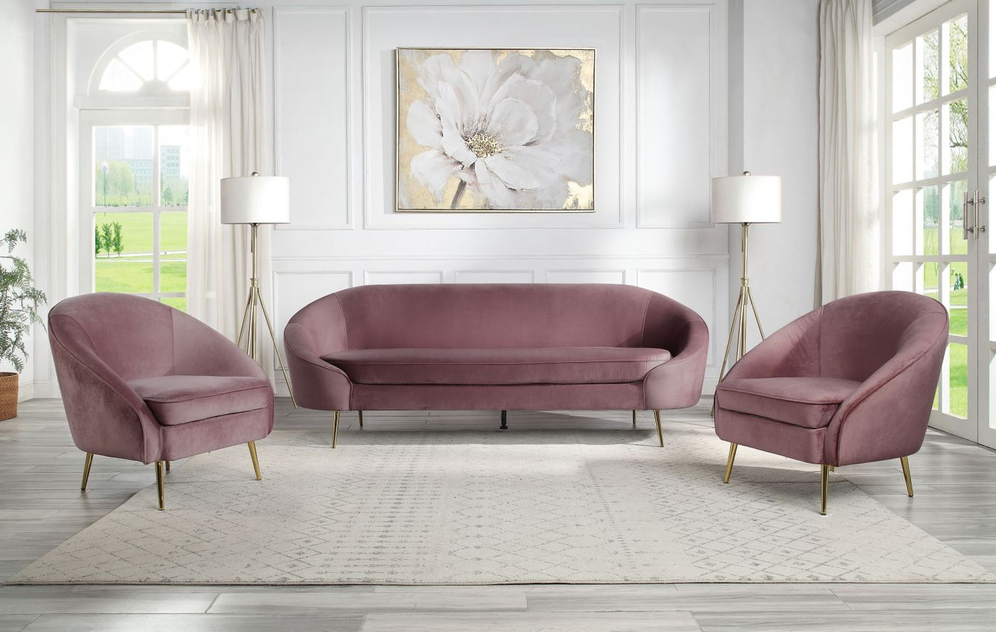 Pori Velvet Sofa - Pink