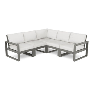 POLYWOOD® EDGE 5-Piece Modular Deep Seating Set - Slate Grey/Natural Linen