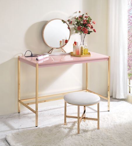 Loher Writing Desk with USB - Pink