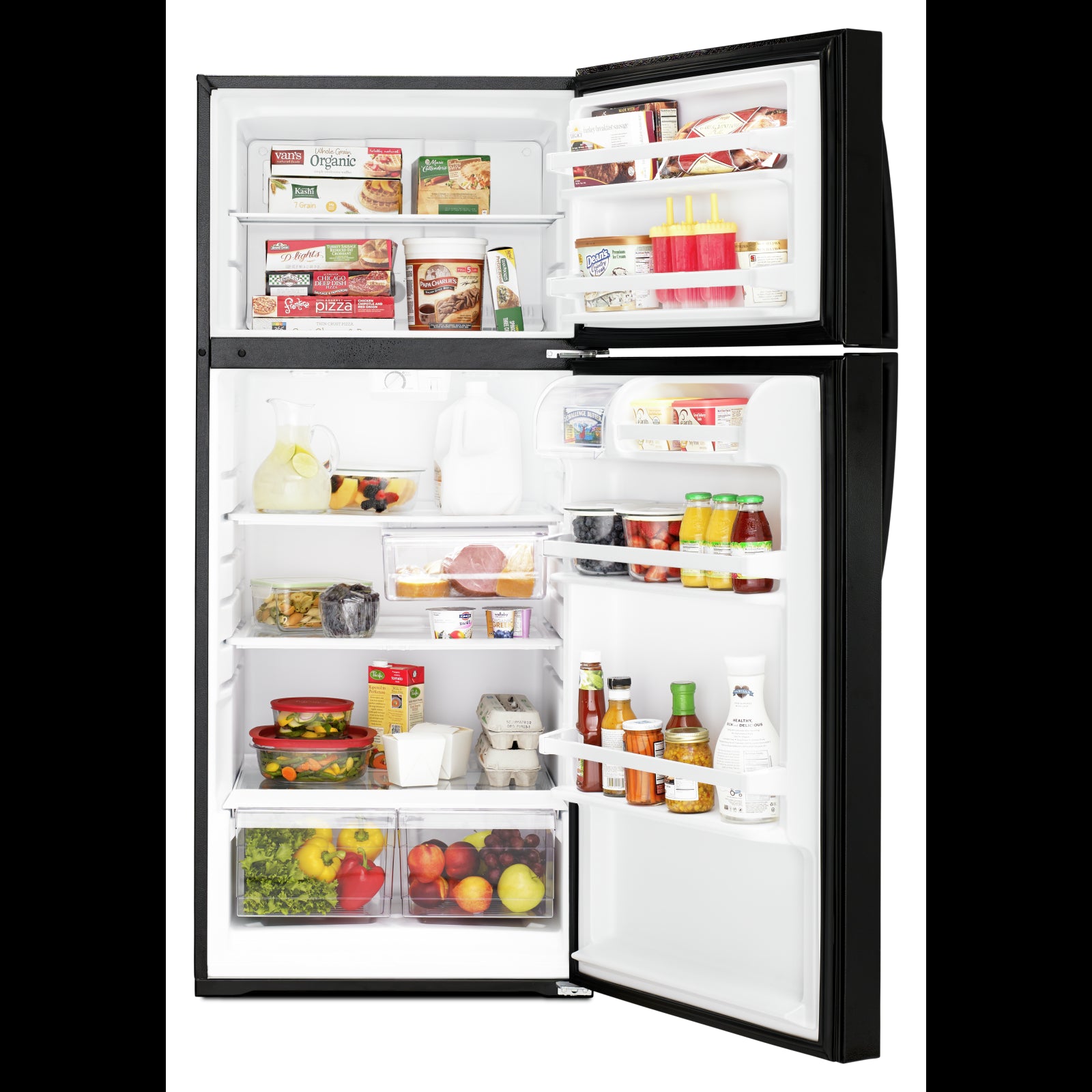 Whirlpool 28" 14.3 Cu. Ft. Black Top-Freezer Refrigerator - WRT314TFDB