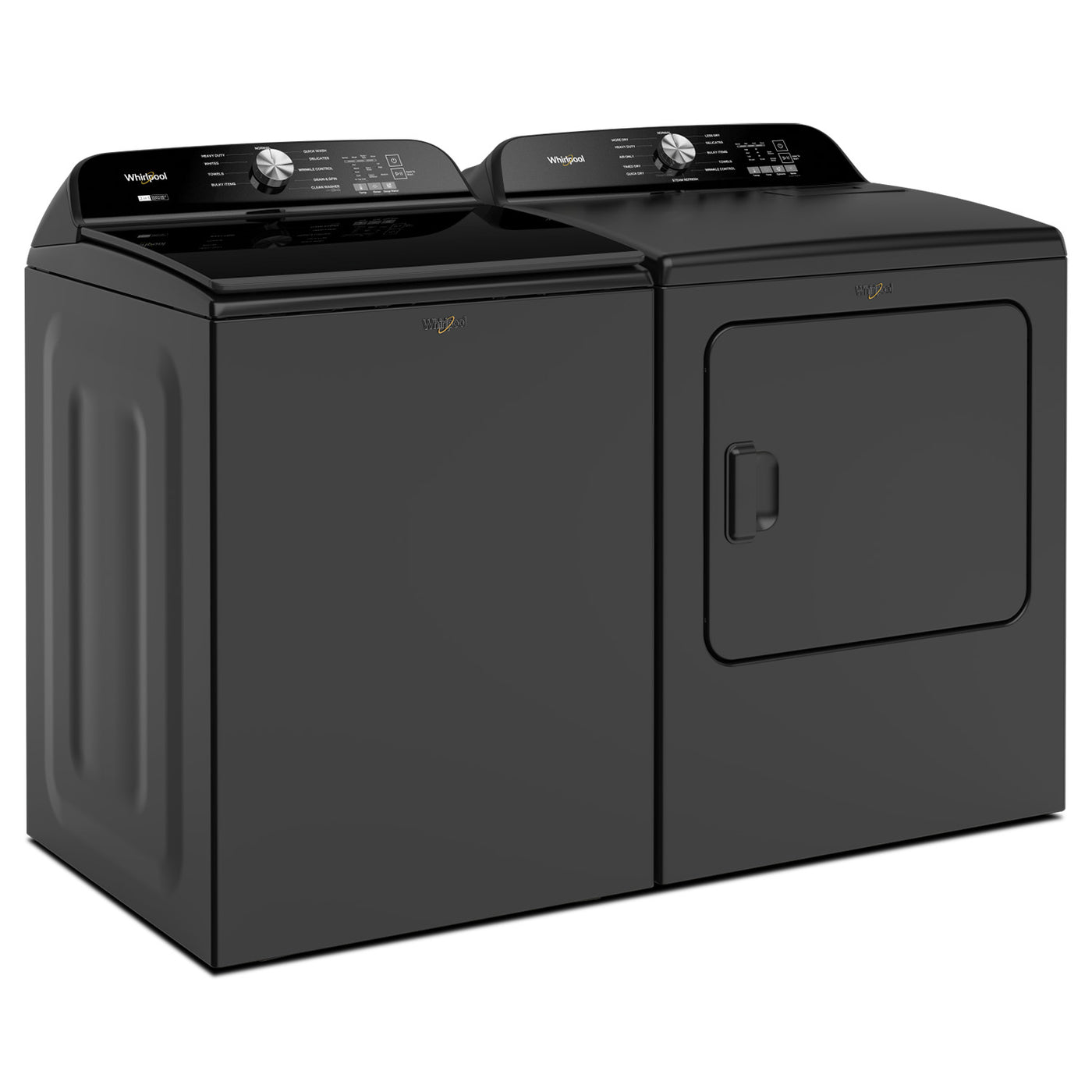 Whirlpool Volcano Black Top Load Washer (6.1 Cu Ft) & Volcano Black Electric Dryer (7.00 Cu Ft) - WTW6157PB/YWED6150PB