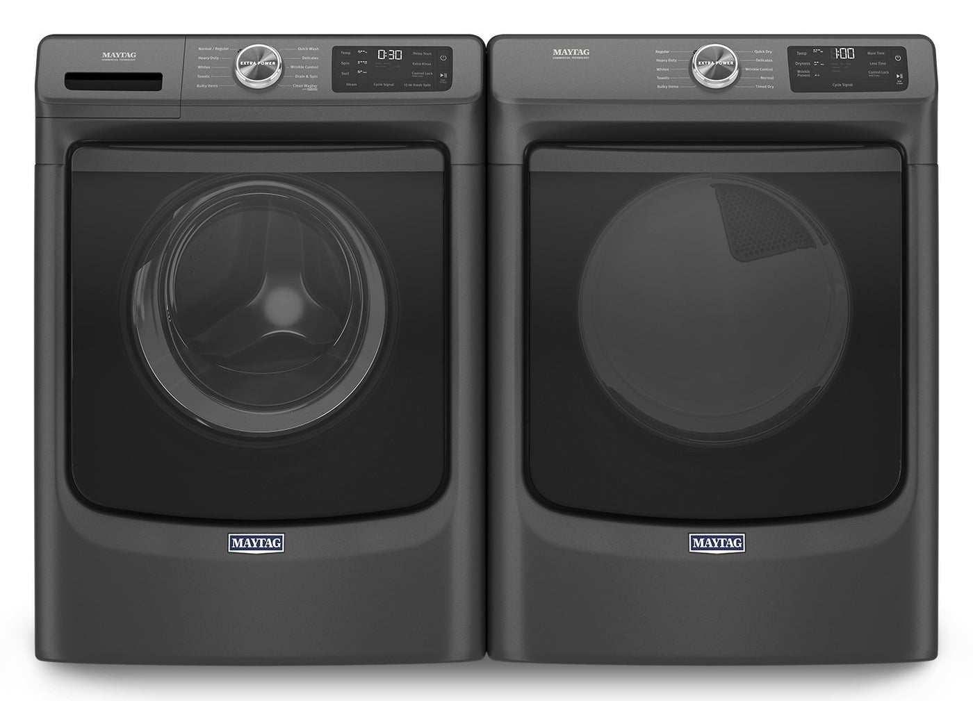 Maytag Volcano Black Front-Load Washer (5.2 cu. ft.) & Electric Dryer (7.3 cu. ft.) - MHW5630MBK/YMED5630MBK