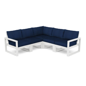 POLYWOOD® EDGE 5-Piece Modular Deep Seating Set - White/Marine Indigo