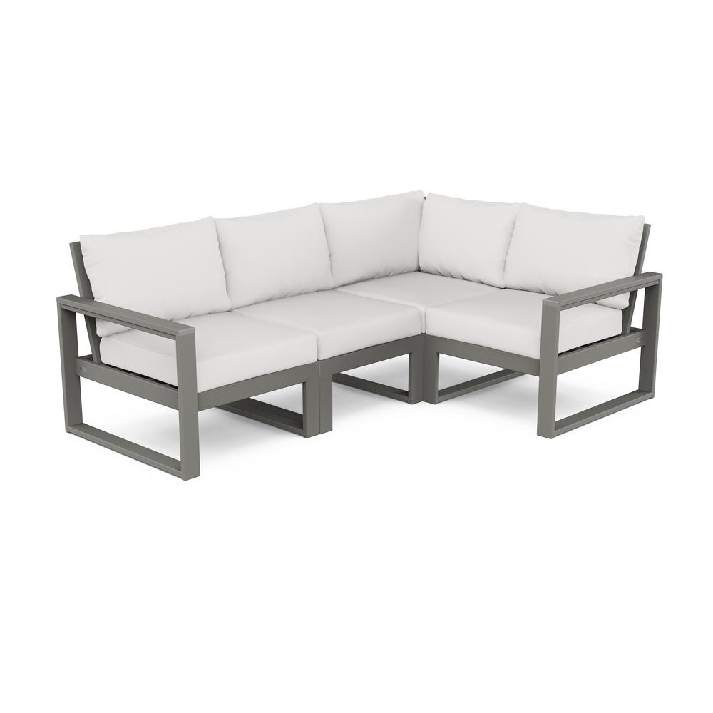 POLYWOOD® EDGE 4-Piece Modular Deep Seating Set - Slate Grey/Natural Linen