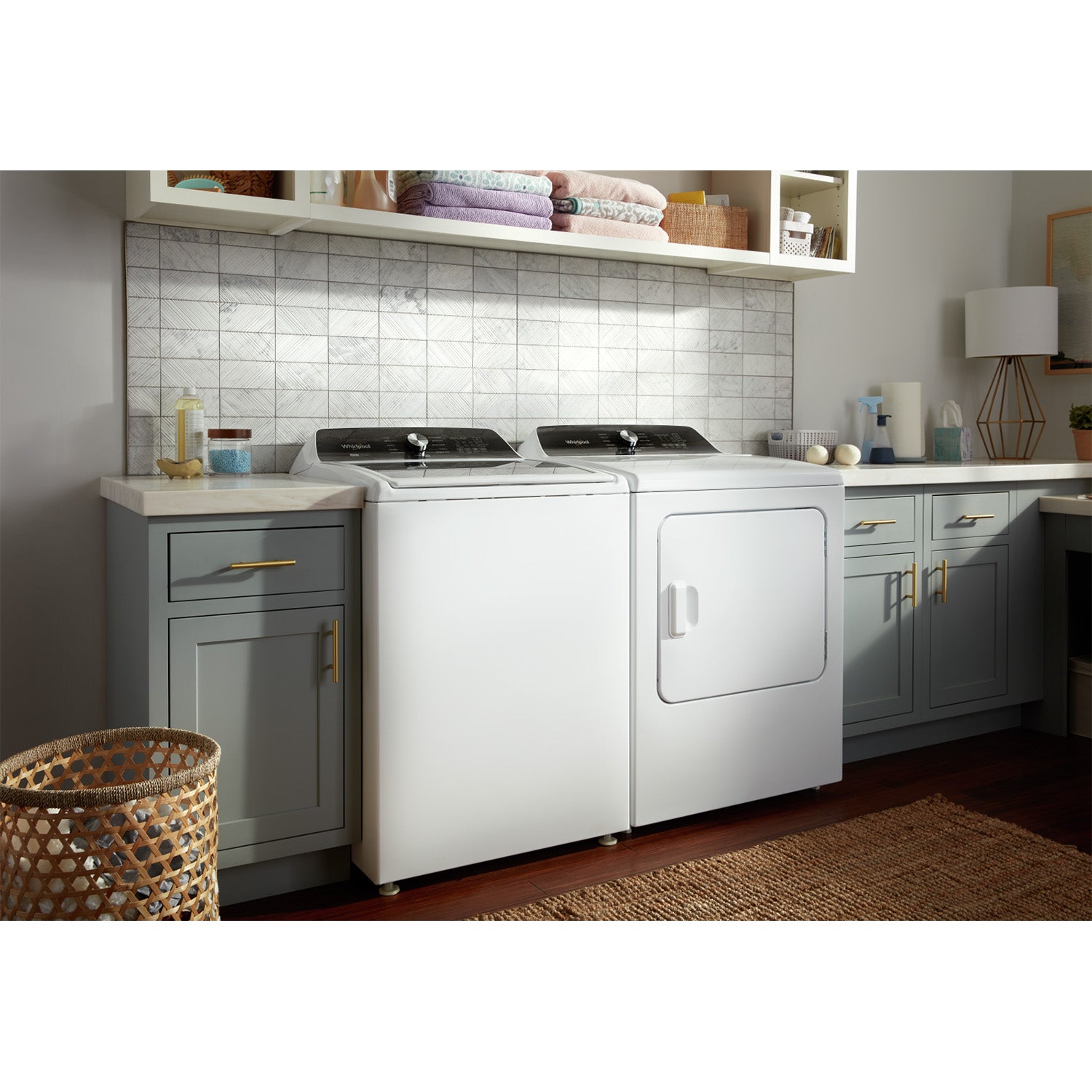 Whirlpool White Top-Load Washer (5.4 cu. ft.) & Steam Gas Dryer (7.0 cu. ft.) - WTW5057LW/WGD5050LW