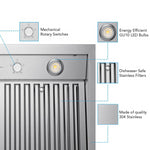 VICTORY Stainless Steel 42-Inch 750 CFM Wall Mount Range Hood - Twister-42