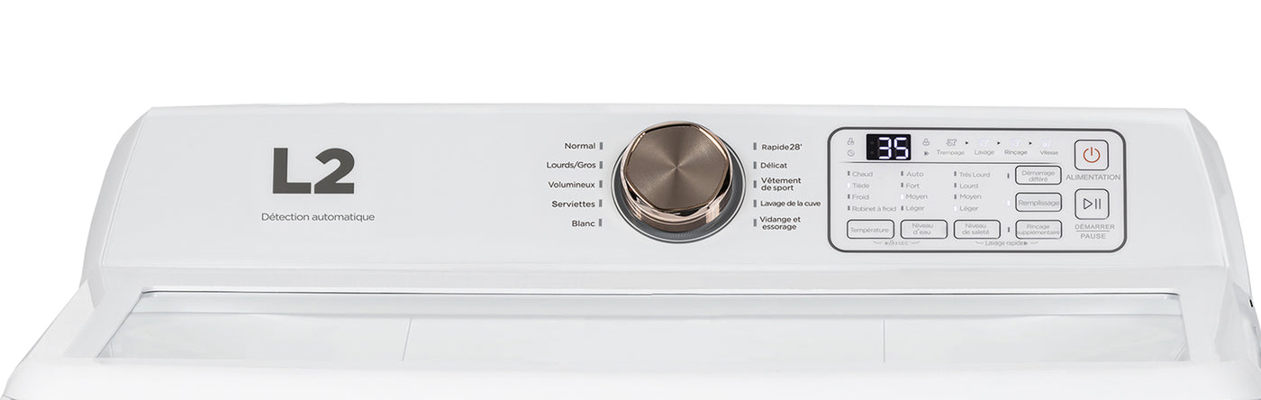 L2 White Top Load Washer with French Display (5.2 Cu. Ft) - LT52N1BWWCFR