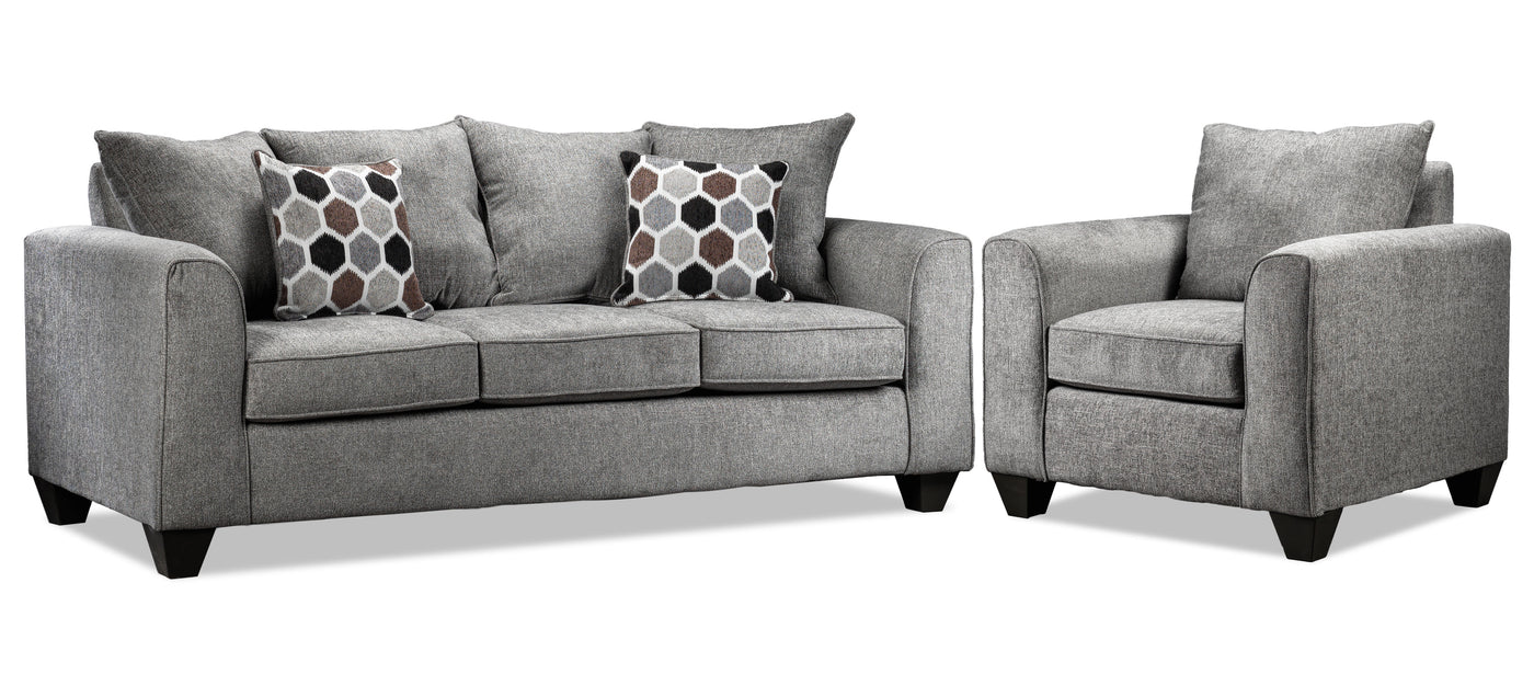 Elio Sofa and Chair Set - Platinum