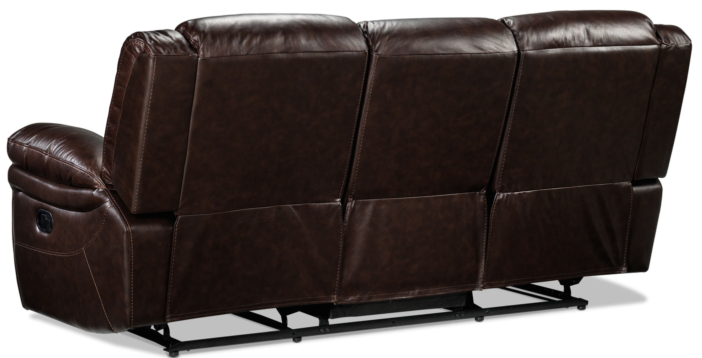 Cooper Leather Reclining Sofa and Loveseat with Console Set - Brown