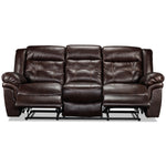 Cooper Leather Reclining Sofa and Loveseat with Console Set - Brown