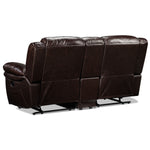 Cooper Leather Reclining Sofa and Loveseat with Console Set - Brown