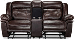 Cooper Leather Reclining Sofa, Reclining Loveseat with Console and Recliner Set - Brown