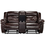 Cooper Leather Reclining Sofa and Loveseat with Console Set - Brown
