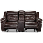 Cooper Leather Reclining Loveseat with Console - Brown