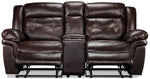 Cooper Leather Reclining Loveseat with Console - Brown