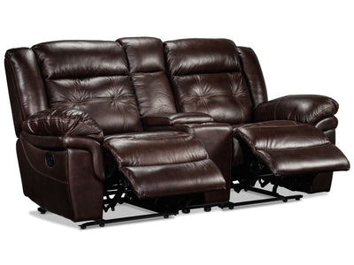 Cooper Leather Reclining Loveseat with Console - Brown