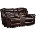 Cooper Leather Reclining Loveseat with Console - Brown