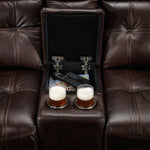 Cooper Leather Reclining Loveseat with Console - Brown