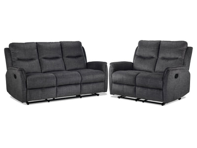 Grayson Reclining Sofa and Reclining Loveseat Set - Charcoal