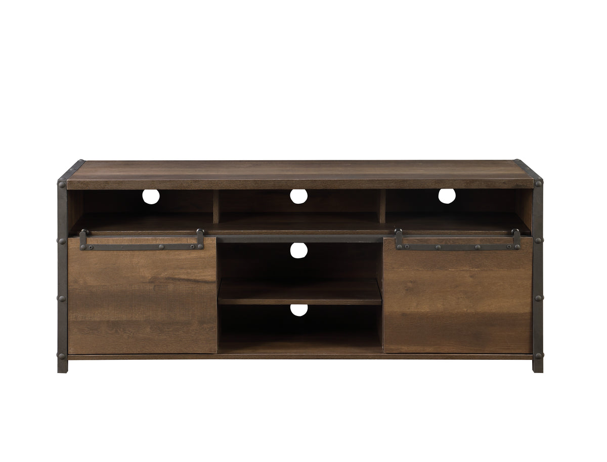 Farmhouse TV Stand - Rustic Oak, Walnut