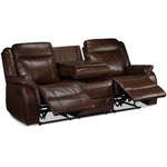 Scorpio Reclining Sofa, Reclining Loveseat and Glider Recliner - Whiskey Brown