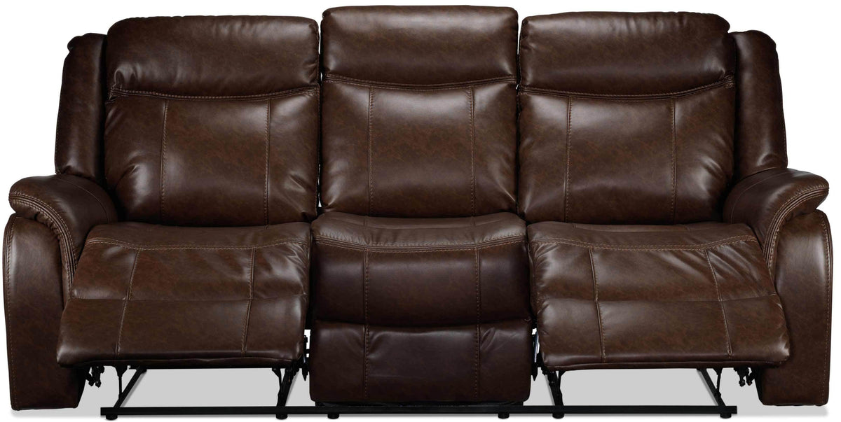 Scorpio Reclining Sofa with Drop Tray Whiskey Brown Leon's